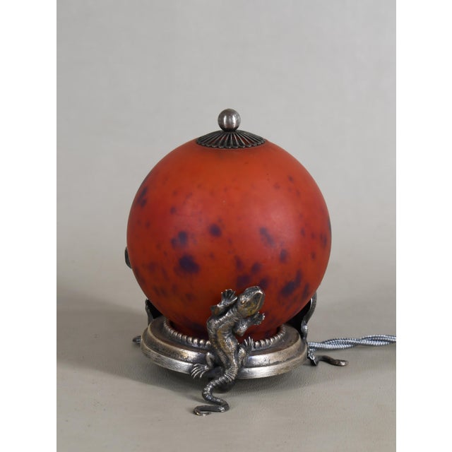 Burnt Orange French Art Deco Night Lamp by E. Val Et Cie. - 1920s France For Sale - Image 8 of 14