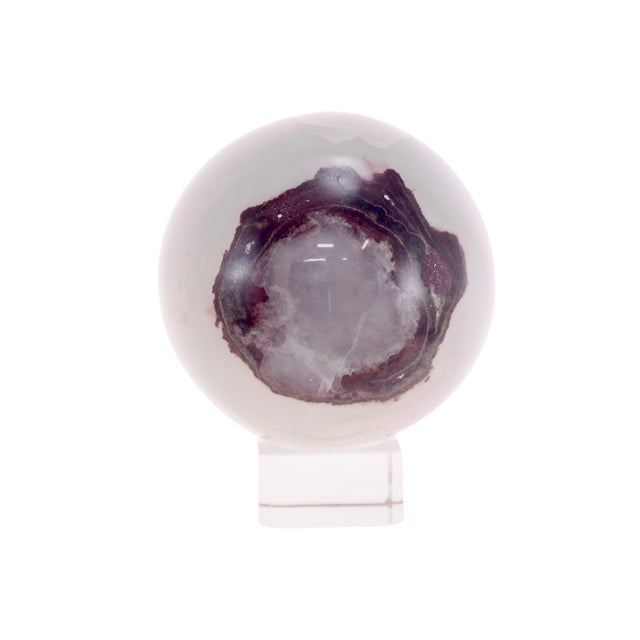 Natural Carved 3” Agate Sphere. (B No Lines) For Sale - Image 4 of 5