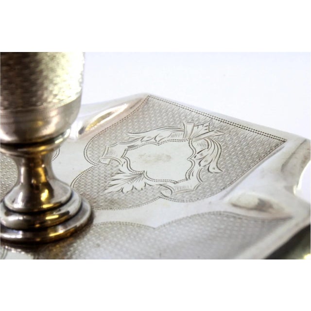 Guilloche Silver Paddle with Monogram Card and Flame Arrestor For Sale - Image 6 of 10