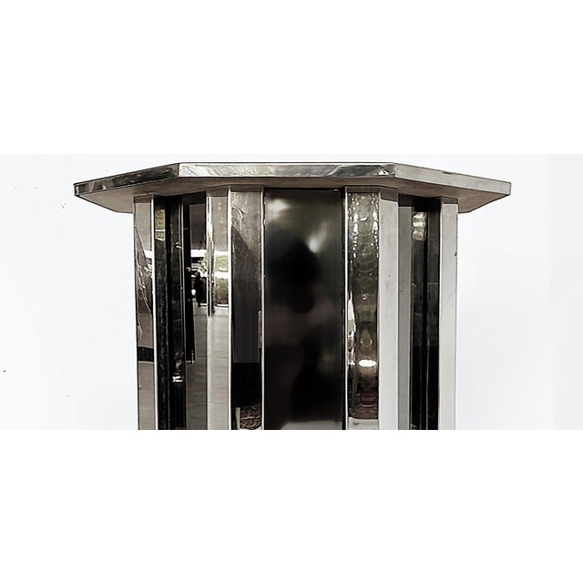 Modern 1980s Vintage Italian Chrome and Smoked Glass Pedestal or Table Base For Sale - Image 3 of 5