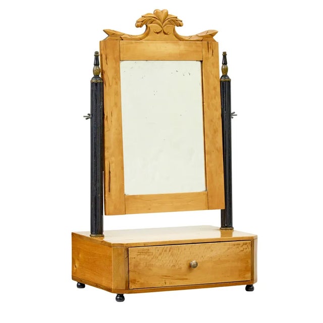 19th Century Swedish Birch Vanity Mirror For Sale - Image 6 of 6
