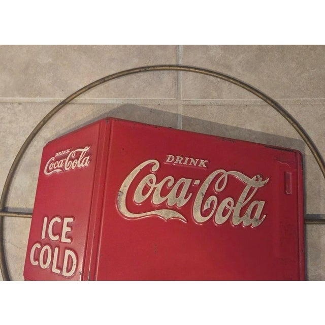 Red Vintage Coca Cola Cooler Sign Arrow For Sale - Image 8 of 12