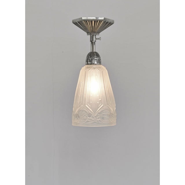 French Art Deco Pendant Light by Hettier Et Vincent & Hanots 1930 France - 5 Available For Sale - Image 6 of 15