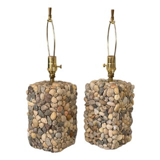 1990s Lovely River Rock Lamps - a Pair For Sale