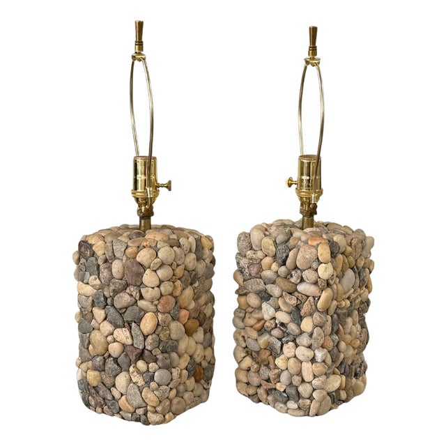1990s Lovely River Rock Lamps - a Pair For Sale