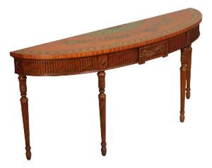 Maitland Smith Adams Paint Decorated Demilune Console Table