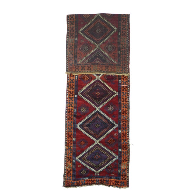 Vintage Turkish Runner 2'9'' x 10'0''. A pole medallion of six and one half open, ecru, densely layered and hooked...