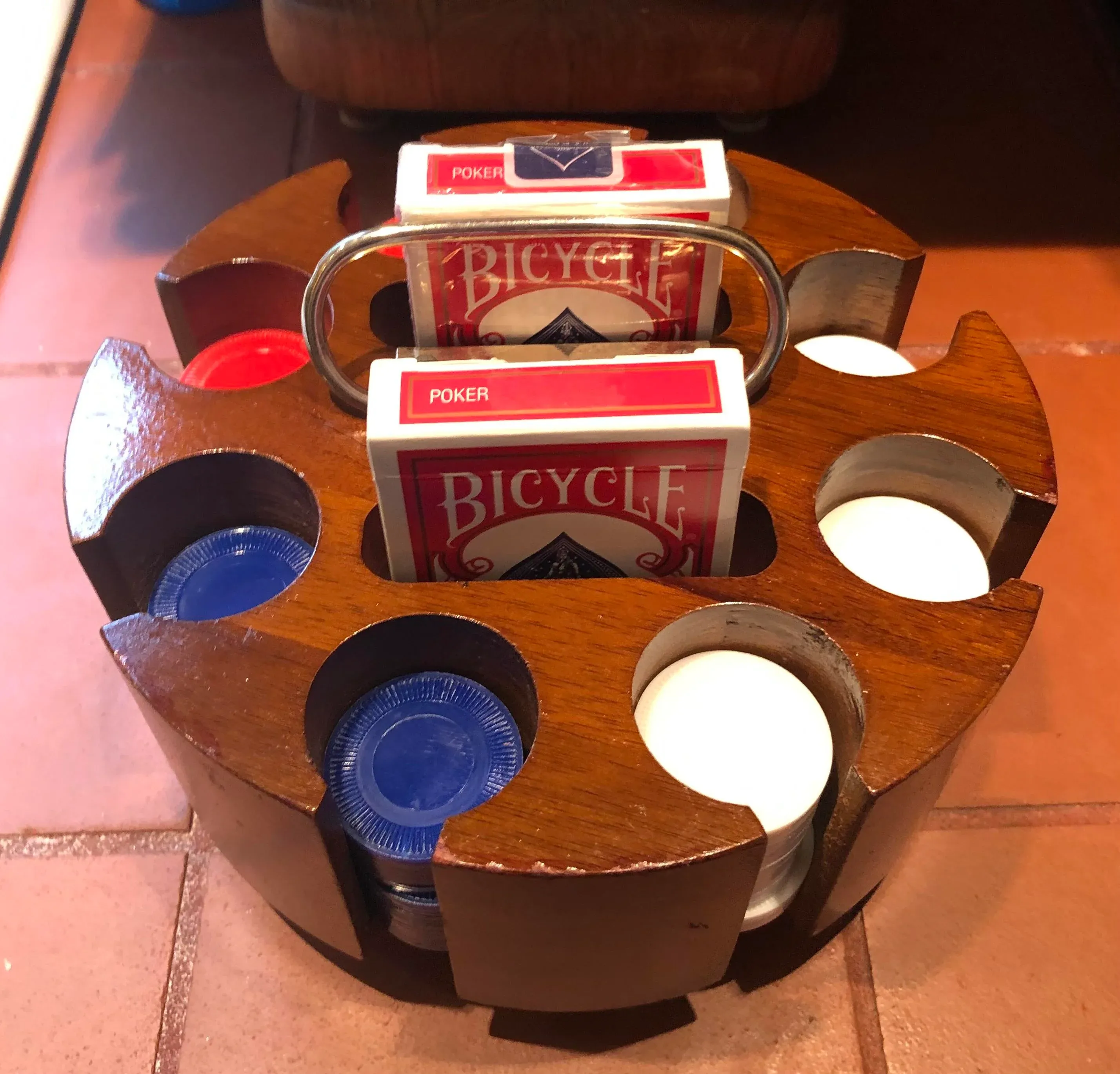 CHAMILLONAIRE『MIX TAPE MESSIAH』廃盤レア皿入手困難 1960's Wood Poker Chip Carousel Caddy With Chips and Cards | Chairish