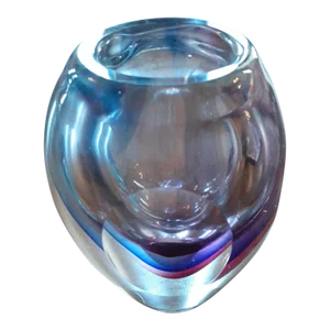 1970s Flavio Poli Design Seguso Murano Art Glass Sommerso Faceted Vase