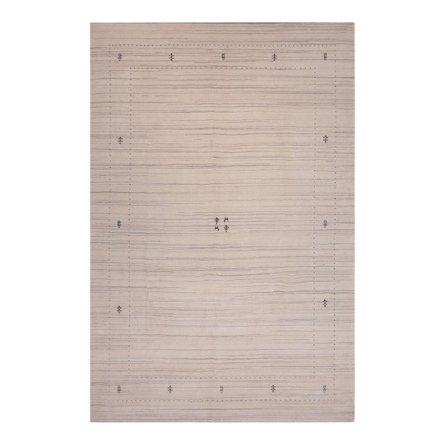 Contemporary Gabbeh Donald Ivory Wool Rug - 9'0''x12'0'' For Sale