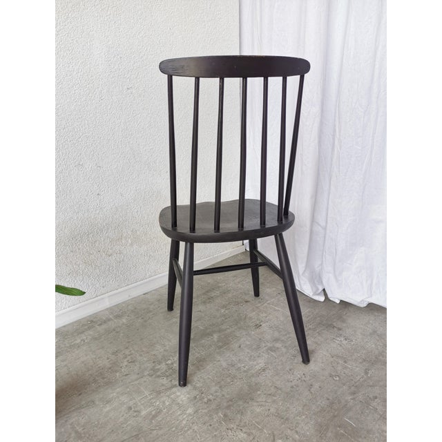 Mid-Century Modern Vintage Scandinavian Black Beech Dining Chair in the style of Ilmari Tapiovaara, 1970s For Sale - Image 3 of 17