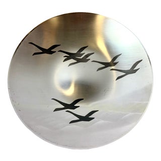 Mid-Century Modern Silver Plated Ikora Wall Plate with Wildgoose from WMF, 1960s For Sale