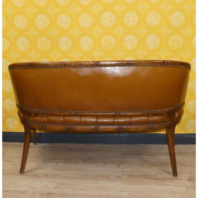Wood Vintage Chesterfield Style Leather Caramel Two-Seater Sofa, 1960s For Sale - Image 7 of 11