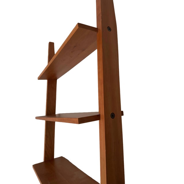 Mid-Century Modern Room & Board Walnut Ladder Bookcase / Leaning Shelf Unit, Attributed For Sale - Image 3 of 4