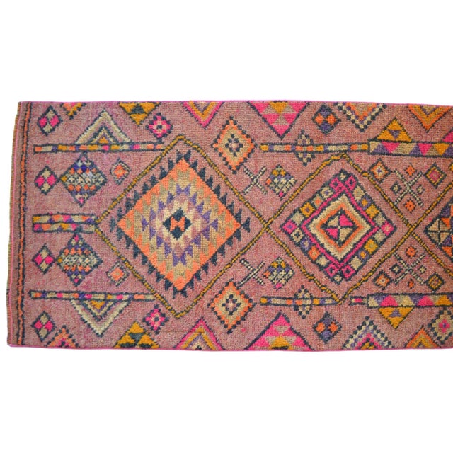 Purple 1960s Purple Hand-Knotted Runner Rug Pure Wool Turkish Hallway Decor For Sale - Image 8 of 11