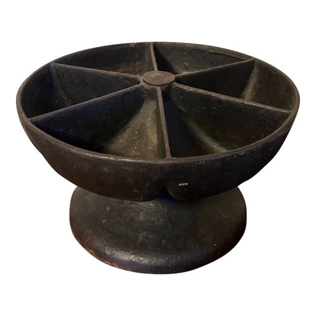 Antique Cobbler's Revolving Lazy Susan Cast Iron Divided Nail Caddy Bowl For Sale