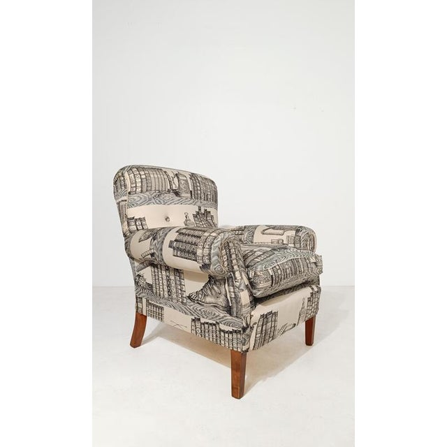 English Style Armchair with Fabric by Fornasetti, 1990s For Sale - Image 13 of 18