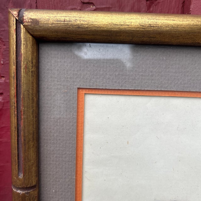 1950s 1950s Original (Not a Print) Mid-Century Hand-Painted Chinese Nianhua Folk Art Painting in Custom Gilt Faux-Bamboo Frame For Sale - Image 5 of 6