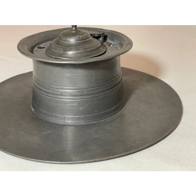 Metal Large Rare Antique 18th Century 1700s Handmade French Pewter Desk Inkwell Jar For Sale - Image 7 of 9