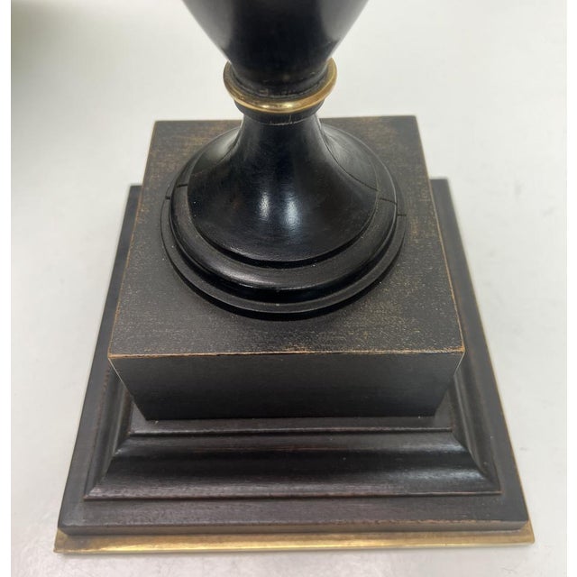 Turned Dark Oak Baluster Shaped Table Lamp, 1950s For Sale - Image 16 of 18