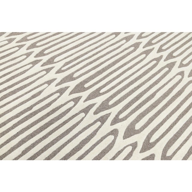 8x10 Modern Geometric Hand-Tufted Wool Area Rug - Neutral Taupe & Cream For Sale - Image 10 of 10