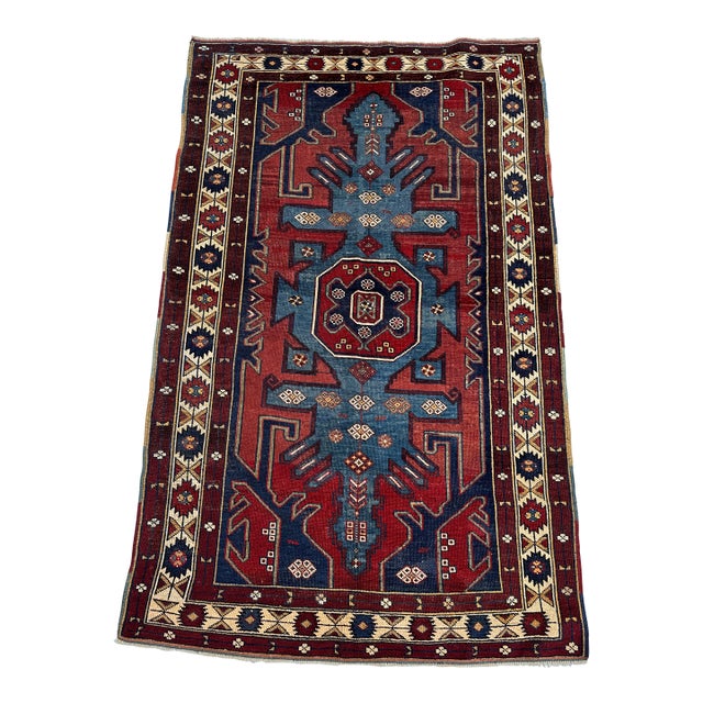 Antique Lori Pambak Kazak Hand-Knotted Wool Rug - 5'8" X 3'10" For Sale
