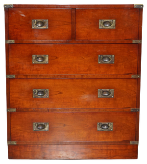 Vintage Military Campaign Chest of Drawers in Oak