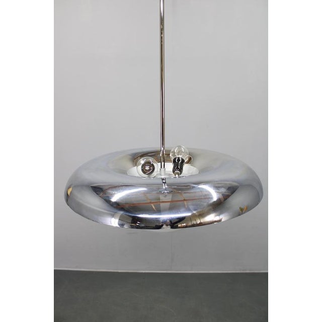 Art Deco Chrome and Opaline Glass Chandelier from Napako, 1930s For Sale - Image 4 of 14