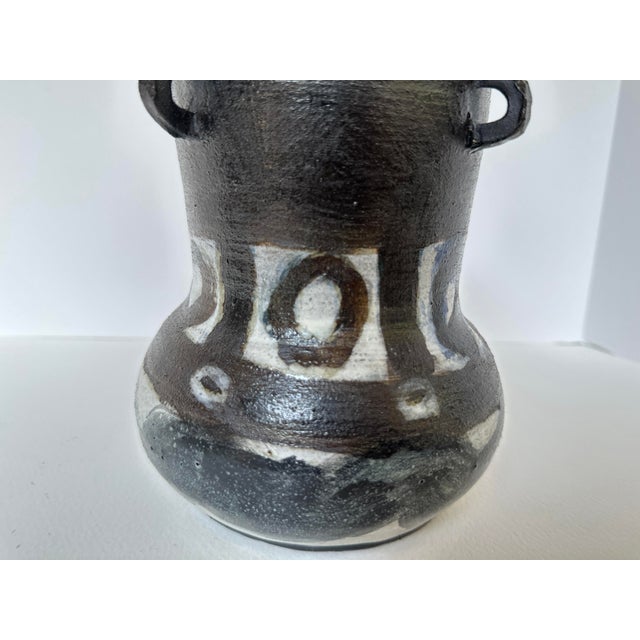 Tribal Late 20th Century Primitive Black Ceramic Vase With Abstract Markings For Sale - Image 3 of 9