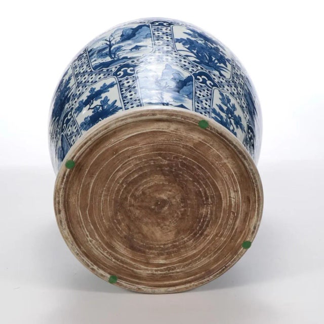 Large 20th Century Guangxu Chinese Export Porcelain Blue & White Ginger Jar Vase and Cover For Sale - Image 12 of 12