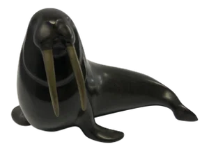 1970s Vintage Loet Vanderveen Walrus Bronze Sculpture