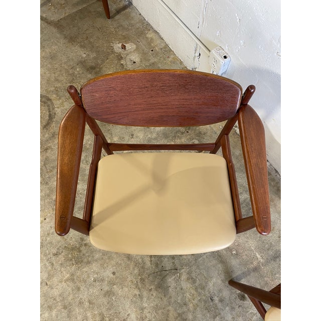 Arne Hovmand-Olsen Danish Modern Teak Armchairs With Leather, 1950 For Sale - Image 9 of 14