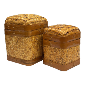 Vintage Woven Wicker Nesting Baskets, a Pair