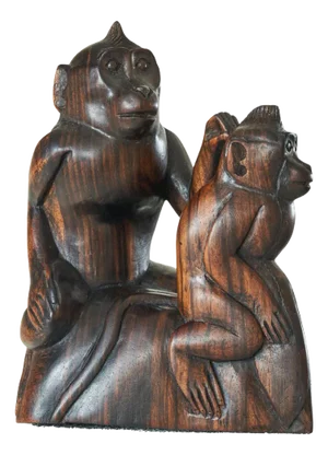 Art Deco Monkeys Sculpture in Wood, 1920s
