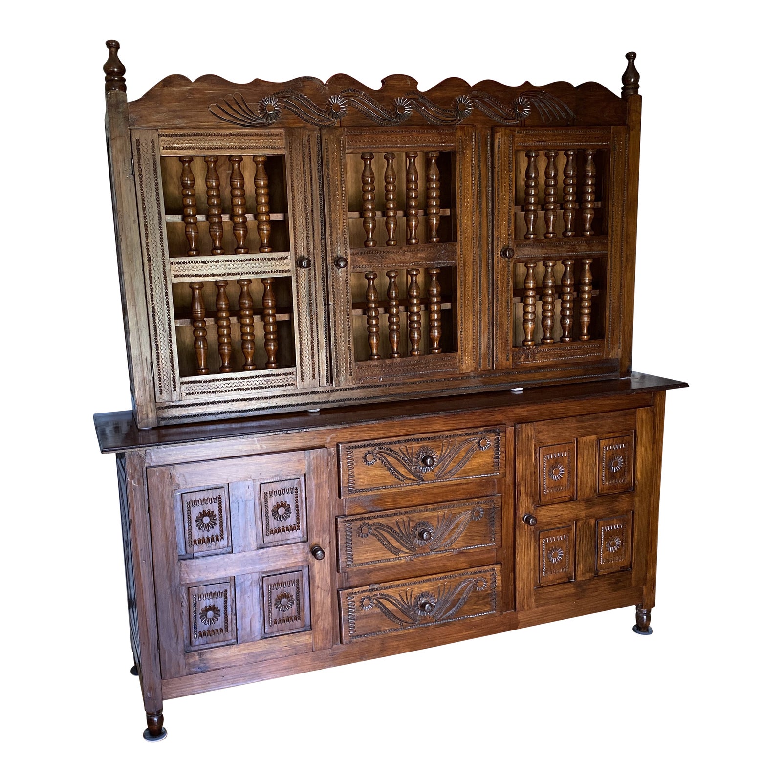 1970s Mexican Handmade Wooden Hutch and Buffet Chairish