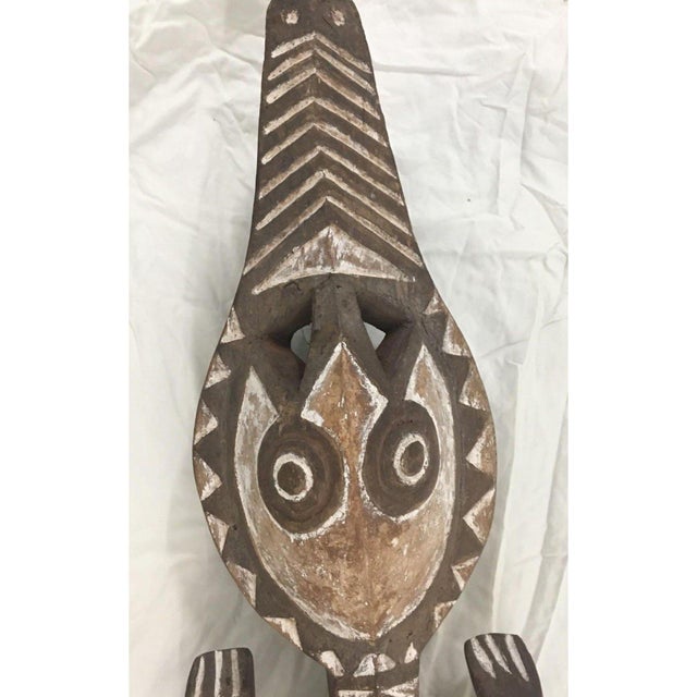 Chocolate 1970s Bobo Nuna/Bwa Crocodile Mask From Burkina Faso - 62" H X 11" W X 9" D For Sale - Image 8 of 15