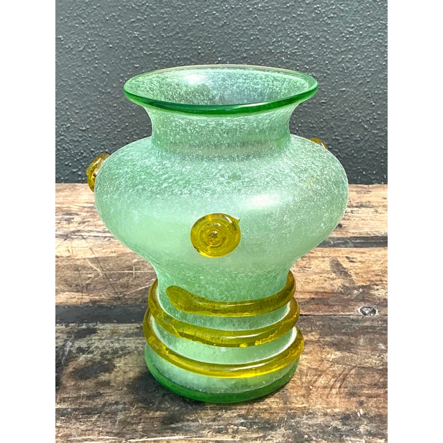 Celadon Vintage Italian Hand Blown Glass Vase For Sale - Image 8 of 12