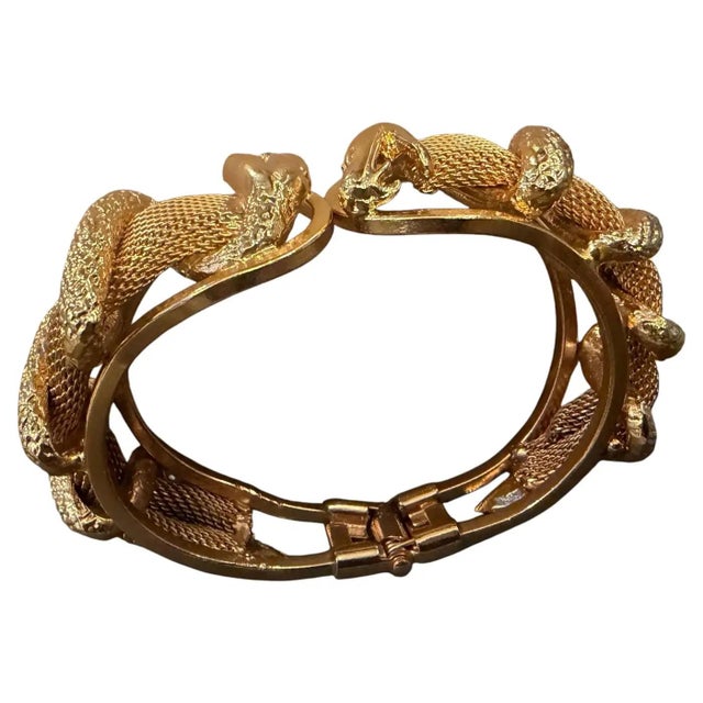 Gold 21st Century High Quality Costume Jewelry Italian Snake Bangle Bracelet For Sale - Image 8 of 14