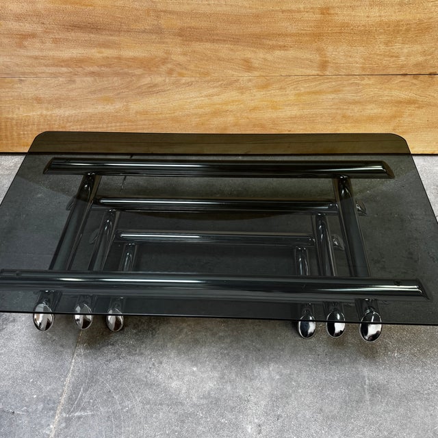 Smoked Glass Coffee Table with Chromed Metal Tubes, 1970s For Sale - Image 18 of 18