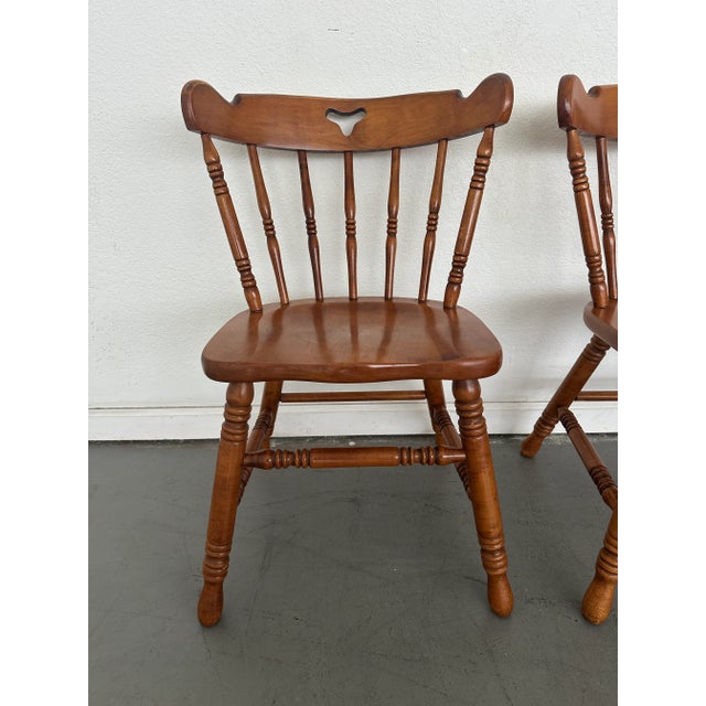 American Vintage Tell City Andover Maple Spindle Back Chairs- Set of 2 For Sale - Image 3 of 11