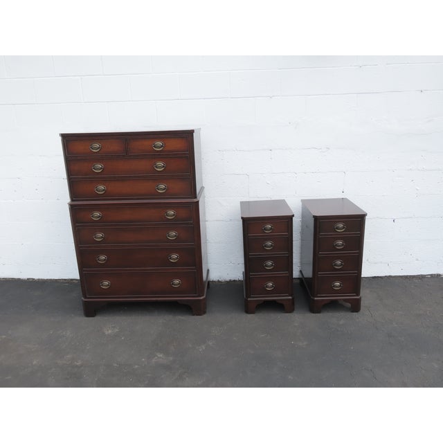 Kindel Tall and Narrow Mahogany Nightstands End Bedside Tables a Pair 6443 For Sale - Image 17 of 17