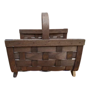 Early 20th Century Antique Split Oak Fireside Basket