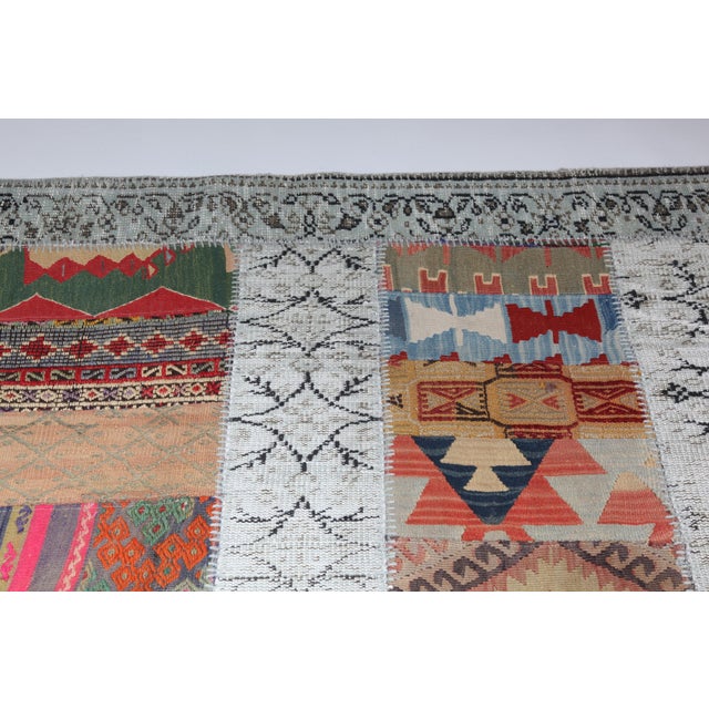 Gray Artisan Vintage Patchwork Rug Crafted From Handwoven Rugs and Kilims - 6' 8'' X 8' 5'' For Sale - Image 8 of 10