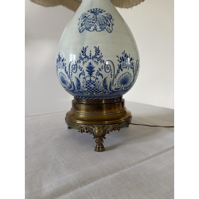 Antique Blue Earthenware Lamp, 1860 For Sale - Image 6 of 10