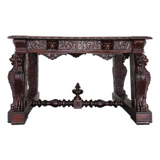 19th Century Carved Oak Desk in the Style of Style of R. J. Horner & Co. For Sale