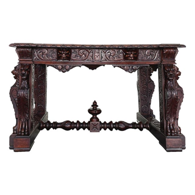 19th Century Carved Oak Desk in the Style of Style of R. J. Horner & Co. For Sale