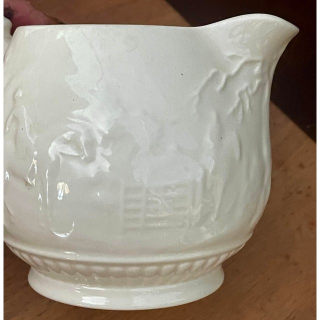 Mid 20th Century Wedgewood Devonshire Off-White Embossed Classical Hunting Creamer Cream Pitcher For Sale - Image 6 of 10