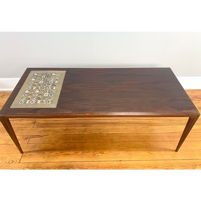 Mid-Century Modern Severin Hansen for Soborg Rosewood & Tile Danish Mid Century Modern Coffee Table For Sale - Image 3 of 9