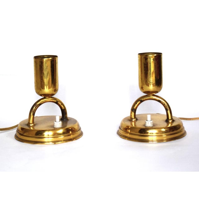 Two small brass table lamps. Made in Austria in the 1950s – probably by Kalmar or Nikoll. Each with an E27 socket....
