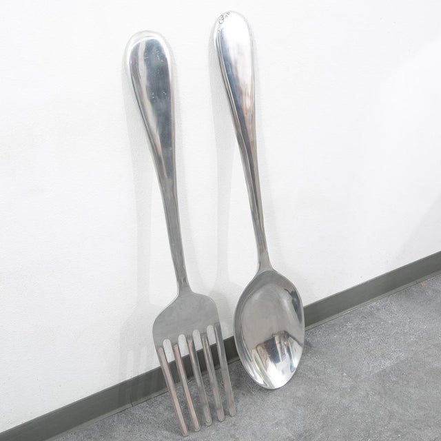 Mid Century Modern Wall Art Fork & Spoon Pop Pair Curtis Jere 1970s Oversized For Sale In Sacramento - Image 6 of 12